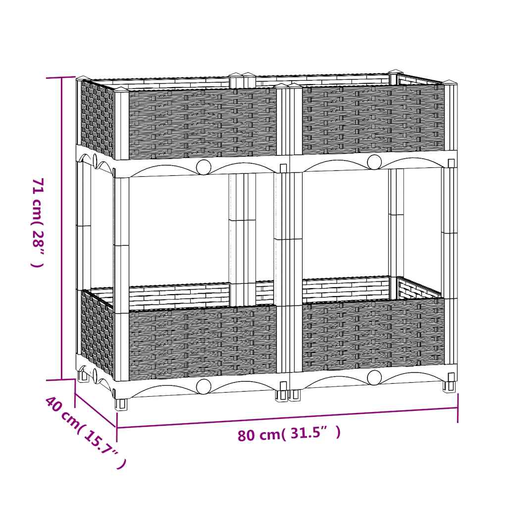Hochbeet 80x40x71 cm Polypropylen